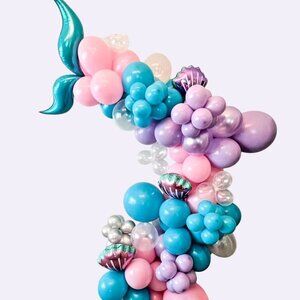 Mermaid Tail 104 Piece Balloon Arch Kit Pastel Pink Purple Teal & Gold Foil New